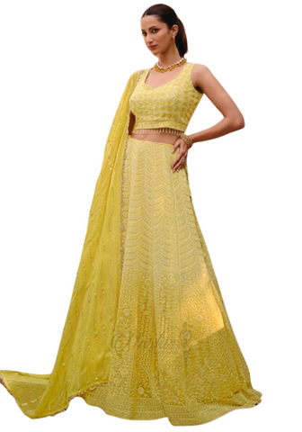 Lehenga designer jaune Fadila