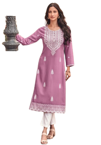 Ensemble salwar mauve Farah - Tailles 40 et 42