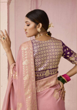 Sari soie mariage bois de rose Geetha