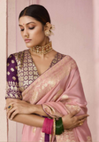 Sari soie mariage bois de rose Geetha