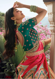 Lehenga mariée soie orange et rouge Hasmita