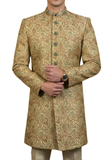 Sherwani Ameer détails broderies turquoise et boutons brodés