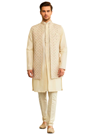 sherwani-raghav-homme-3-pieces-soie-mixte-ivoire