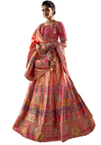 Lehenga royal soie rose saumon Kalaivani