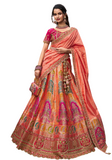 Lehenga mariée soie orange et rose Keerthana