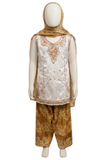 ensemble fille indien blanc dore brode mariage enfant 5 ans narkis fashion