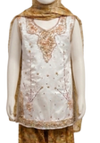 ensemble fille indien blanc dore brode mariage enfant 5 ans narkis fashion