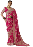 Sari soie mariage rose fuchsia Lakshmi