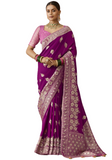 Sneha burgundy Banarasi silk saree