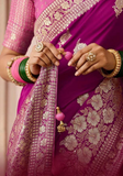 Sari soie mariage violette Lalitha