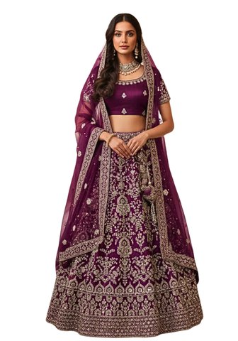 Beau lehenga mariage prune Manisha