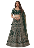 Beau lehenga mariage vert bouteille Manisha