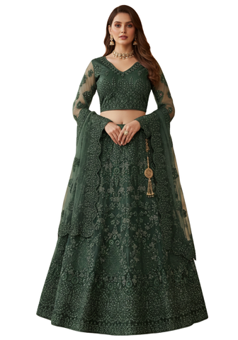 lehenga keshaya vert emeraude broderies detail