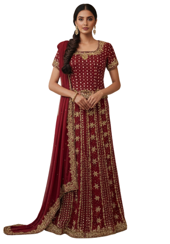 Lehenga Nazriya  Bordeaux - Taille 38/40
