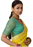 Sari soie mariage jaune citron Mandira