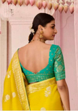 Sari soie mariage jaune citron Mandira