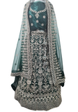 Beau lehenga mariage vert bouteille Manisha