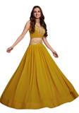 Lehenga designer jaune moutarde Maya