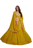 Lehenga designer jaune moutarde Maya