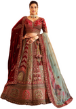 Lehenga mariée Bordeaux et vert Mayuri