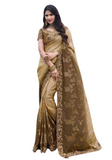 Beautiful trendy yellow orange Leena saree