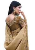 Beautiful trendy yellow orange Leena saree