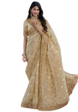 Beautiful trendy yellow orange Leena saree