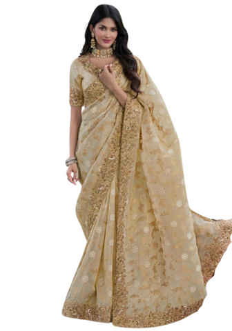 Sari Indien beige doré Natalina