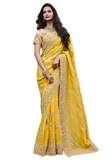 Beautiful trendy yellow orange Leena saree