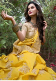 Beautiful trendy yellow orange Leena saree