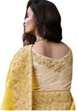 Beautiful trendy yellow orange Leena saree