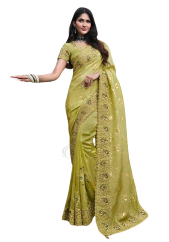 Elegant sari Indien jaune Neela