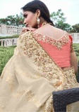 Beautiful trendy yellow orange Leena saree