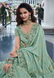 Sari designer vert amande Nisha