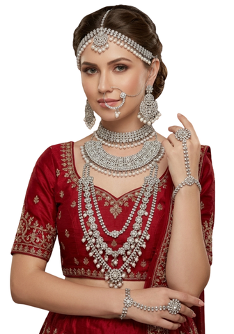 parure indienne mariée noorjahan bijoux complets argent perles