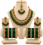 Combo Prestige Roshni vert émeraude avec parure et bracelets assortis