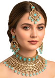 Parure mariage polki Turquoise Jeevitha - Narkis Fashion