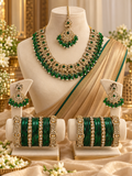 Combo Prestige Roshni vert émeraude avec parure et bracelets assortis