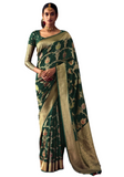 Sari soie mariage vert Roohani