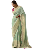 Sari soie mariage vert d'eau Rajshree