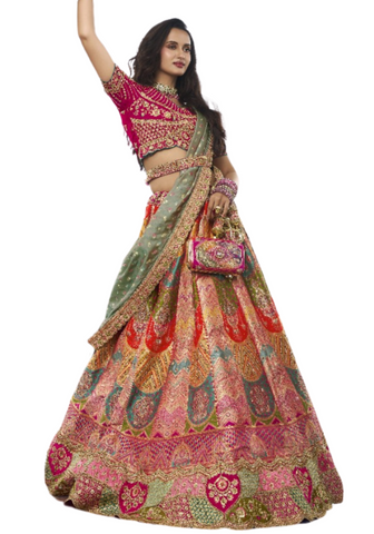 Lehenga mariée multicolore Rakshita