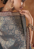Beau sari soie gris Razani