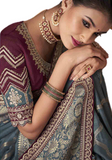 Beau sari soie gris Razani