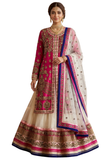 Lehenga Rizwana Fuchsia & Ivoire brodé — Taille 42 à 46 - Narkis Fashion