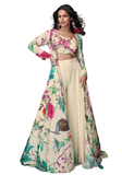 Stylish salwar floral blanc cassé Sabah