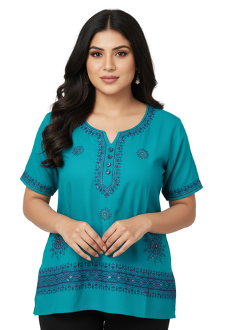 Tunique Femme coton bleu - Taille 40