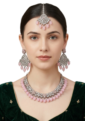 Parure bijou Indien rose Sareeka - Narkis Fashion