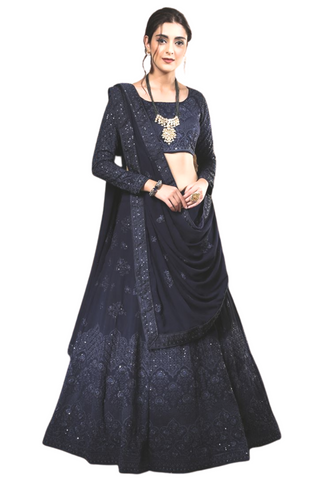 Trendy Lehenga Navy Blue Sareega