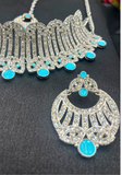 Parure bollywood bleu argenté Saroja