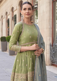 Salwar pakistanais vert et bleu Shameema